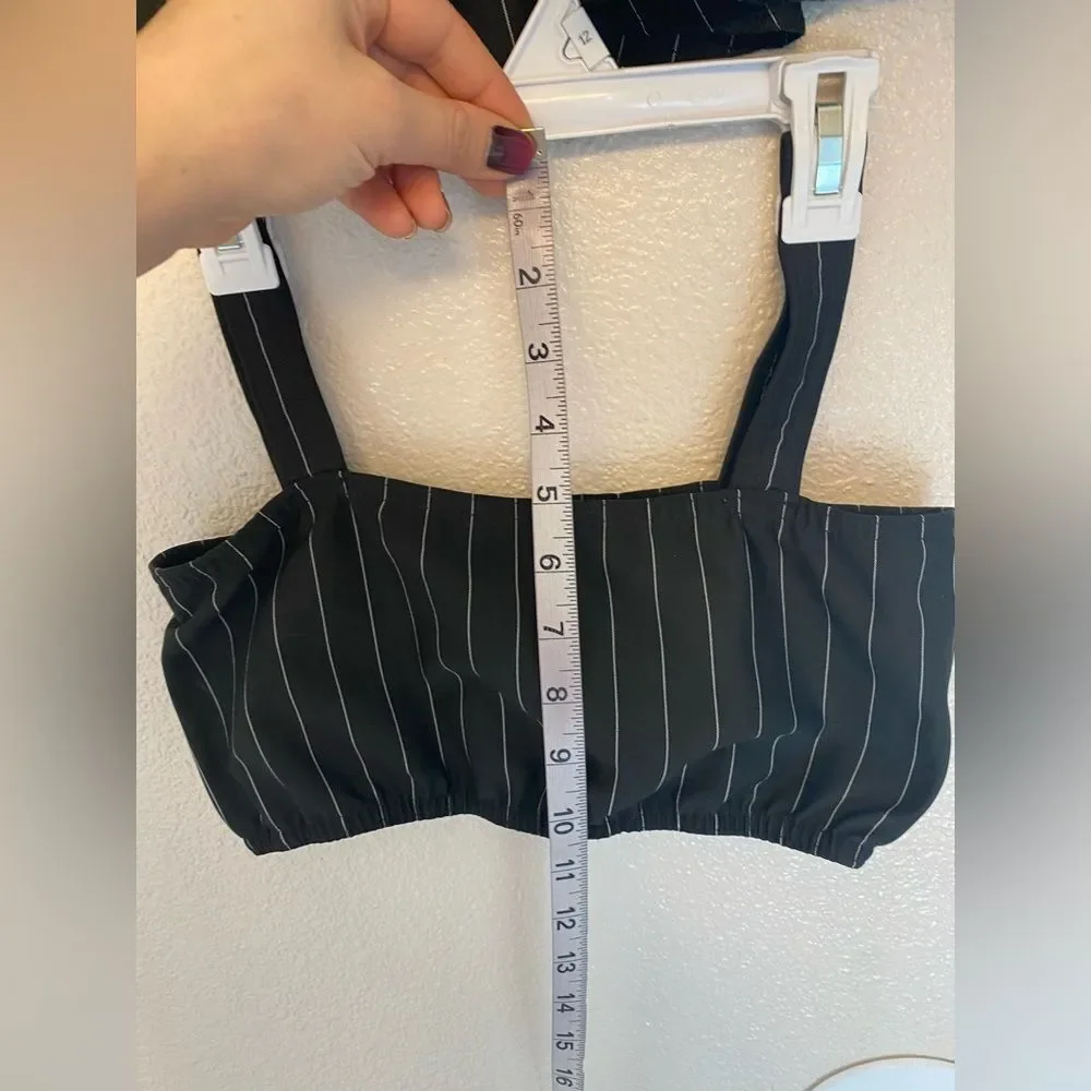 Kelle dance black pinstripe costume 2 piece culture Jazz 2666 MA-Medium adult